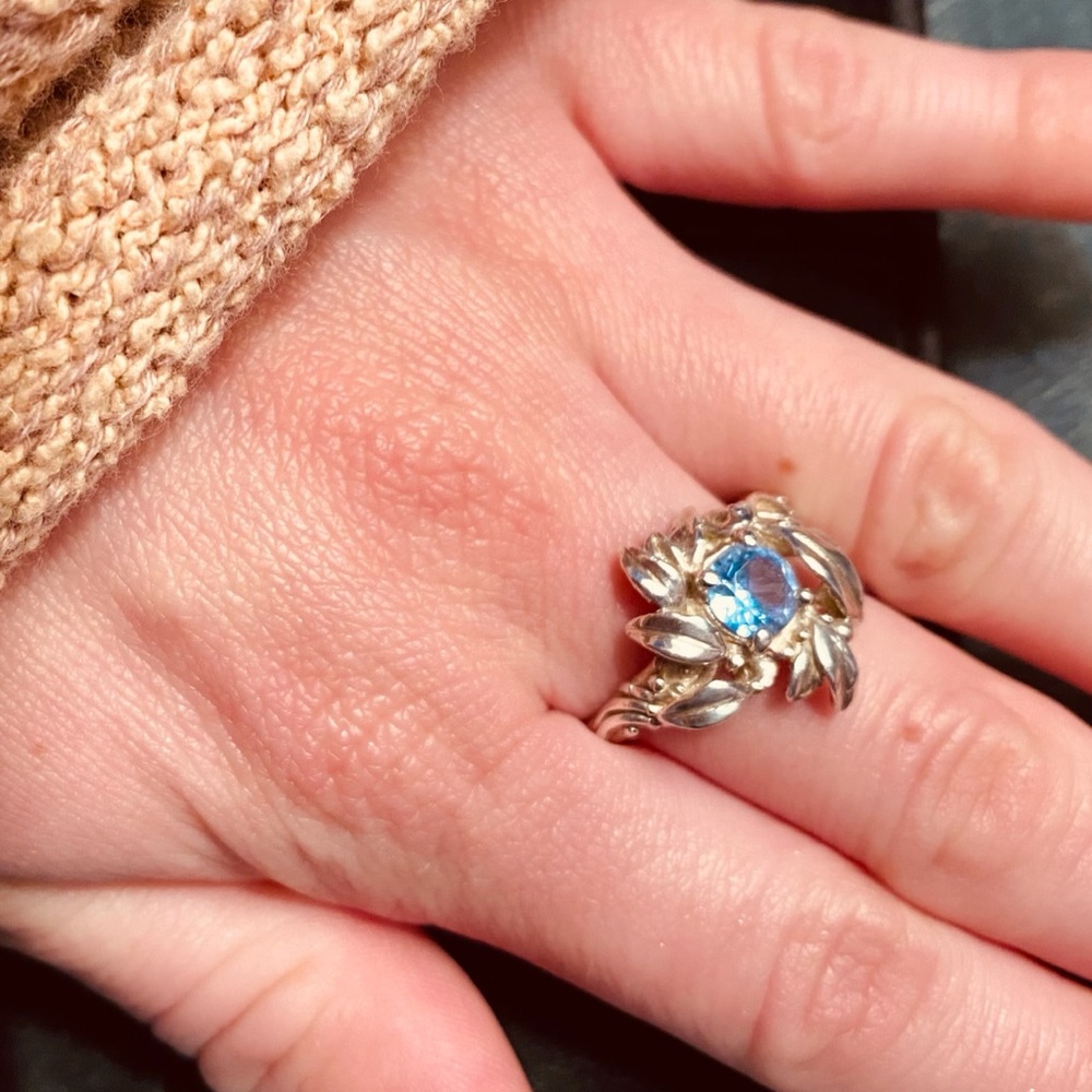 Blue Aquamarine Sterling Silver ring 7